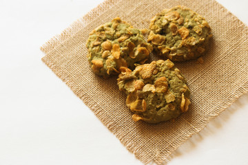 Home made corn cookies in morning sun light.