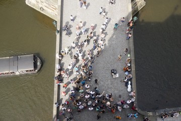 people on the bridge in prague
