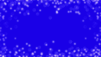 Abstract background with a variety of colorful snowflakes. Big and small.