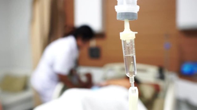 4K: Patients with normal saline solution at a hospital for treatment footage