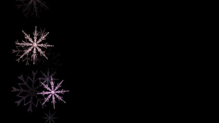 Abstract background with a variety of colorful snowflakes. Big and small.