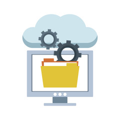Computer with folder in cloud