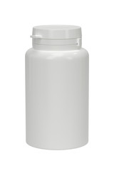 Dietary supplements bottle mockup. Dietary product container template on white.