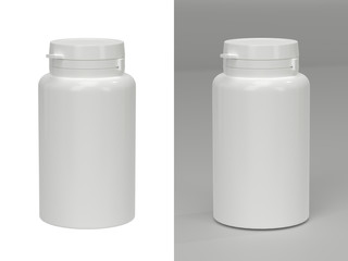 Dietary supplement bottle mockup. Dietary product container template on white.