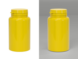 Dietary supplement bottle mockup. Dietary product container template on white.