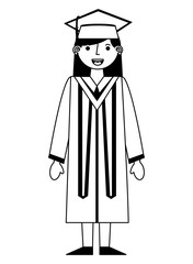 graduate woman in graduation robe and cap