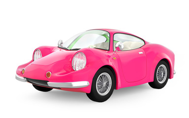 Obraz na płótnie Canvas retro sport car cartoon 3d pink