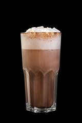 Cocoa with marshmallow isolated black