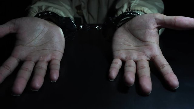 4K Terrorists are locked with handcuffs to the severe stress symptoms