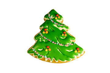 Gingerbread christmas tree isolated on a white background