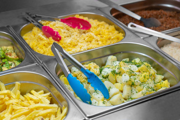Boiled potatoes with greens. Dining room catering.
