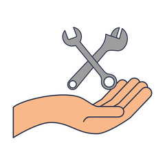 hand with wrenchs keys crossed tools