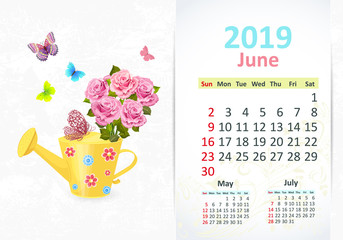 Lovely gardening. Calendar for 2019, june