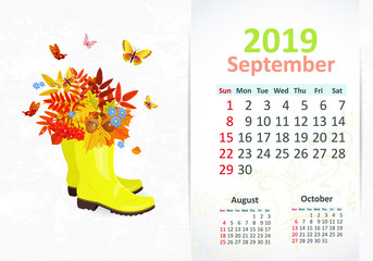 Lovely gardening. Calendar for 2019, september