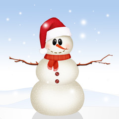 snowman Santa Claus in winter
