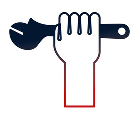 hand with wrench key tool icon