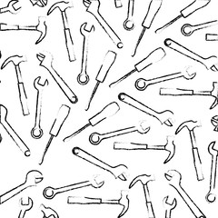 Naklejka premium hammer with wrench key and screwdriver tools pattern