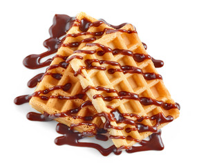 waffles with chocolate sauce