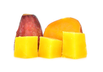 Yellow sweet potato on white background