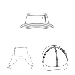 Vector illustration of headwear and cap logo. Collection of headwear and accessory vector icon for stock.