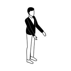 Man isometric avatar in black and white