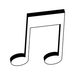 Music note symbol in black and white