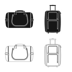 Vector design of suitcase and baggage symbol. Set of suitcase and journey stock vector illustration.
