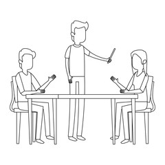 man teaching students characters