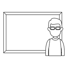 man teaching with chalkboard character