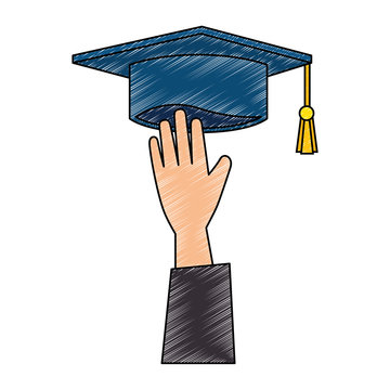 hand with graduation hat