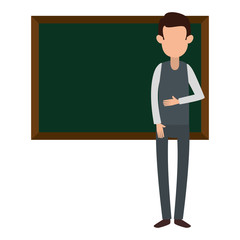man teaching with chalkboard character