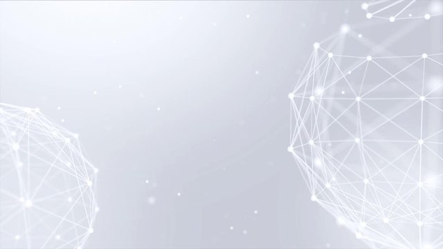 178. abstract globe with particles and plexus structure. Digital technology planet with continent forming scientific plexuses and figures Growing Network Connections. seamless loop animation