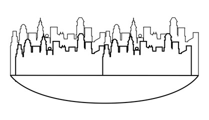Obraz premium Cityscape scenery cartoon in black and white