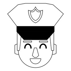 Police face cartoon in black and white