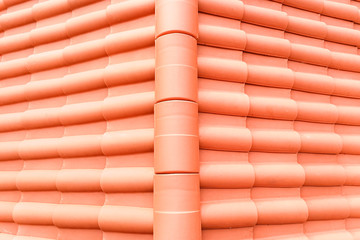 Closeup of new red color clay ceramic roof