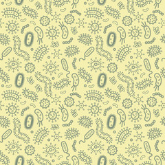 Germs / Bacteria - vector illustration - yellow germs in a repeat pattern

