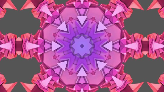 multicolored three-dimensional pattern from star figures slowly moving. abstract kaleidoscope background. 3D rendering