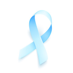 Realistic blue ribbon, world prostate cancer day symbol in november, vector. Poster for prostate cancer awareness month