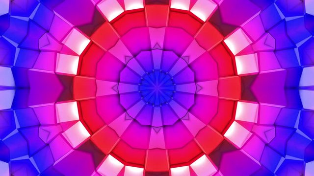 multicolored three-dimensional pattern from star figures slowly moving. abstract kaleidoscope background. 3D rendering