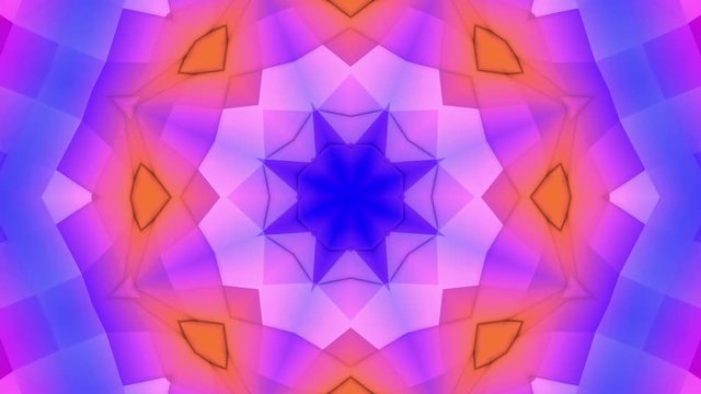 multicolored three-dimensional pattern from star figures slowly moving. abstract kaleidoscope background. 3D rendering