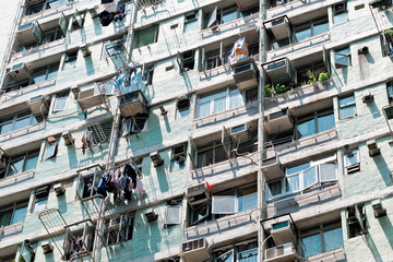 Residential buildings in Hong Kong. Hong Kong is one of the most densely populated places in the world.