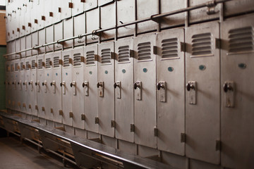 Detail of old workers lockers