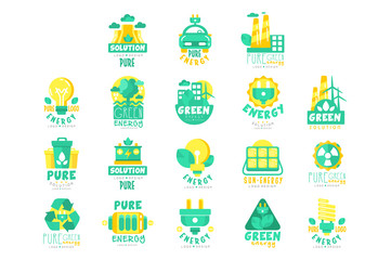 Alternative green energy sources logo set