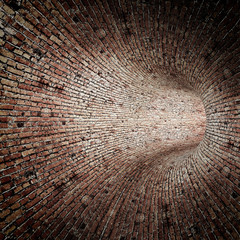Bricks wall hole tunnel