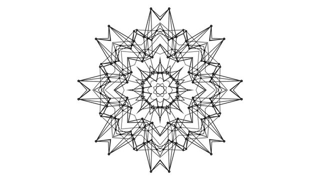 abstract three-dimensional kaleidoscope background. the black grille is deformed. 3D rendering