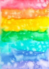 Creative texture for design. Vibrant hand painted watercolor background. Handmade overlay. Decorative colorful textured paper. Hand drawn bright artistic painting with blots.