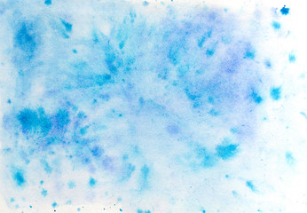 Creative texture for design. Vibrant hand painted watercolor background. Handmade overlay. Decorative colorful textured paper. Hand drawn bright artistic painting with blots.