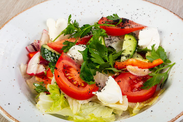 Salad with mozzarella