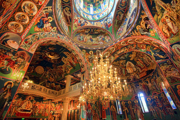 Fototapeta na wymiar interior of church in Bucharest city, wide view. Romania