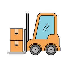 forklift vehicle with boxes